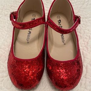 Girls red sparkle, glitter, Christmas shoes